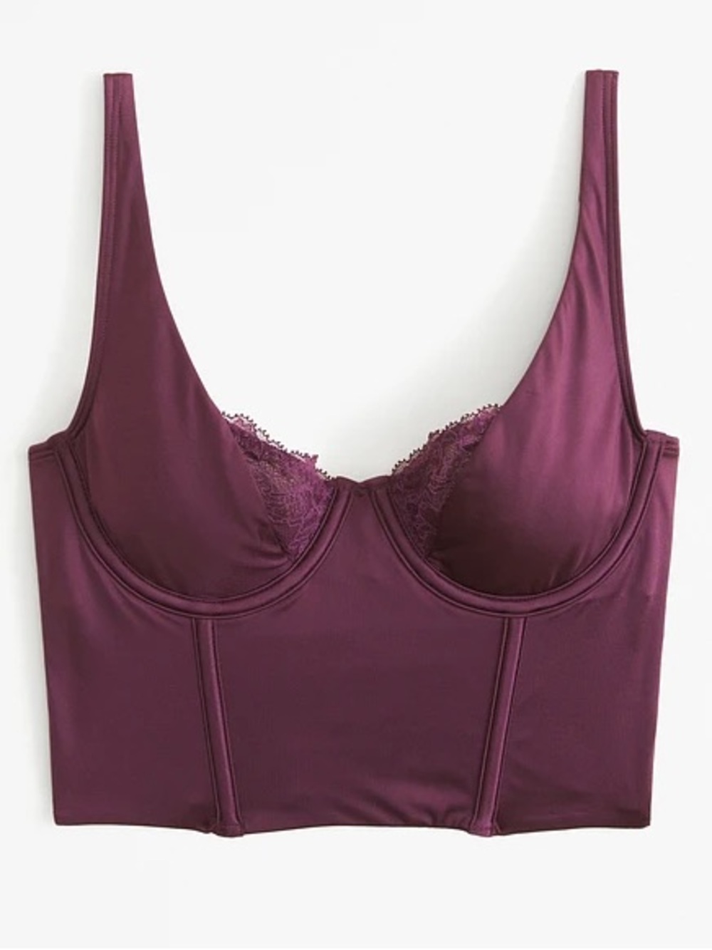 Abercrombie & Fitch Lace And Satin Balconette Corset Top Burgundy Size Large $60